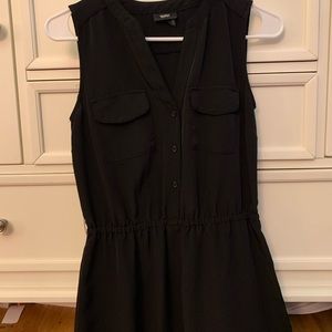Long black button dress